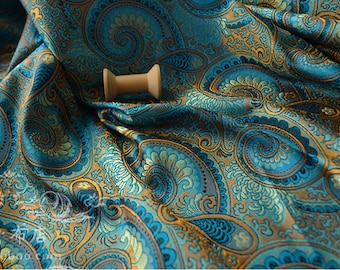 Tkanina brokatowa vintage boho, tkanina żakardowa paisley, tkanina damasceńska haute couture na sukienki, tkanina tapicerska DIY, szerokość 57 cali