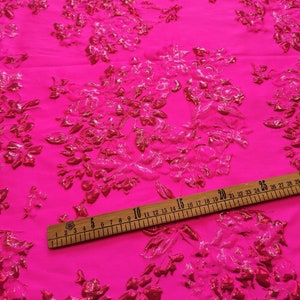 3D Emboss Pink Jacquard Fabric, Sparkling Flora Brocade Emboss Damask For Haute Couture, Dress DIY fabric 57 inches width