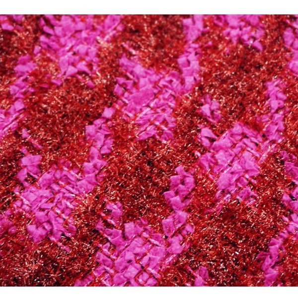 Rosy Pink and Red Tweed Fabric, Houndstooth Tweed Boucle Fabric For Suit Coat, Dress, Haute Couture 61 inches Width