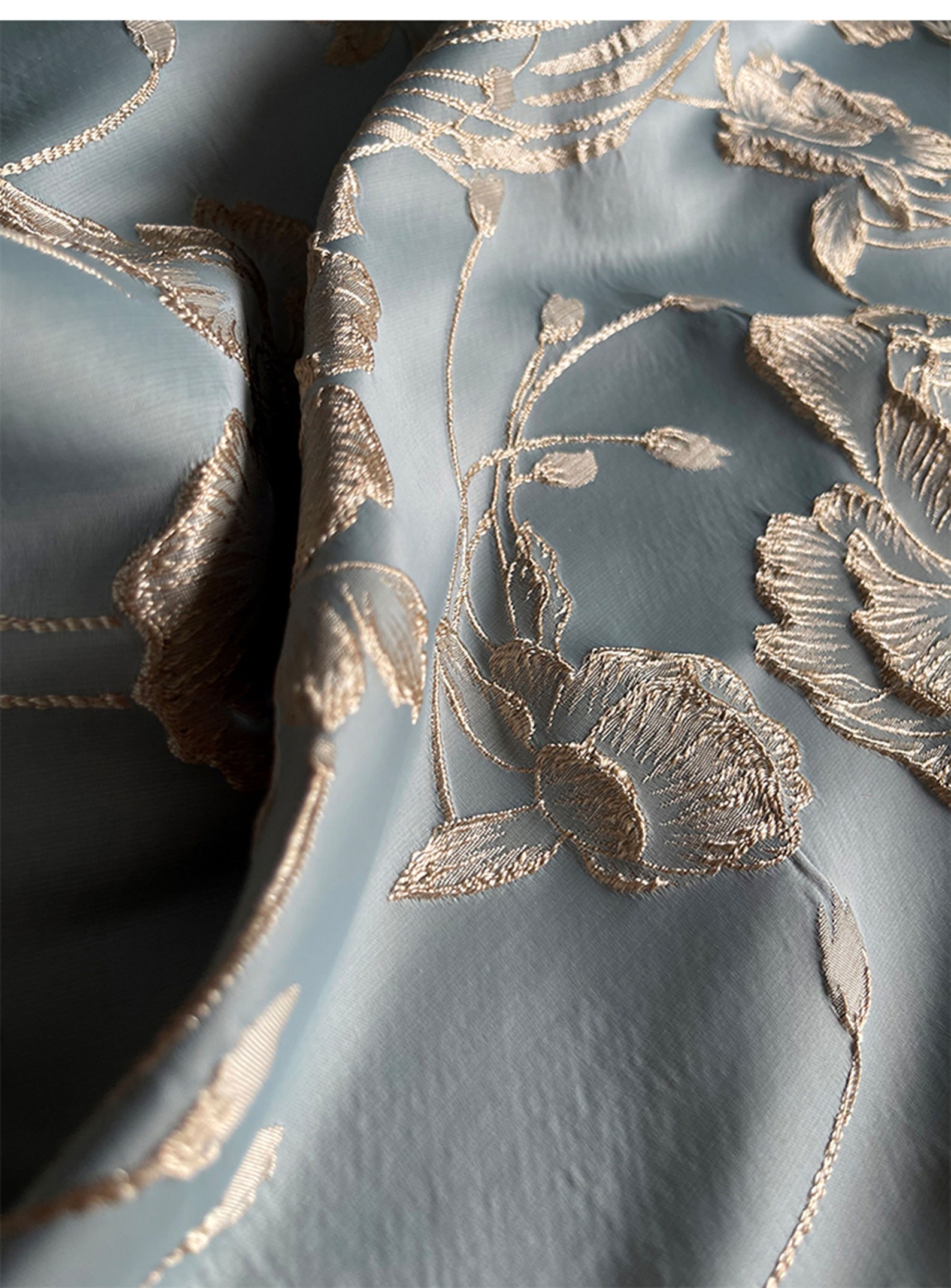 Luxury Gold Embroidered Jacquard Fabric Embossed Flora Damask Etsy