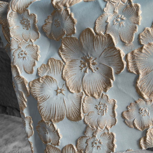 Luxury Gold Embroidered Jacquard Fabric Embossed Flora Damask Etsy
