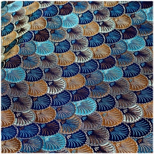 Blue Silk Jacquard fabric, Japanese Shell Kinran fabric For Upholstery, Furnishing, Decor, Costume, DIY Crafts 59 inches Width