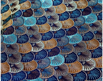 Blue Silk Jacquard fabric, Japanese Shell Kinran fabric For Upholstery, Furnishing, Decor, Costume, DIY Crafts 59 inches Width