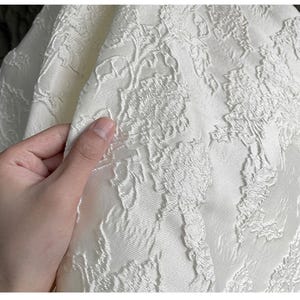 Ivory 3D Emboss Ivory Jacquard Fabric, Court Style Textured Brocade Damask For Clothing, Dress DIY fabric 57 inches width