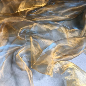 Gradient Reflective Organza  Fabric, Perspective Silky Polyester Fabric for Dress, Costume, DIY 55 inches Width