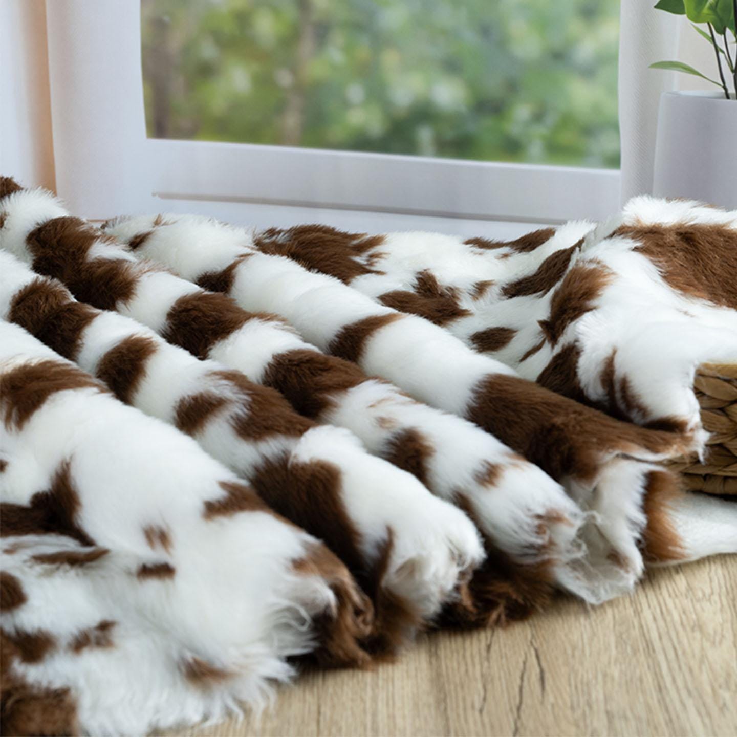 Minky Cow Faux Fur Fabric Short Pile, Soft Plush Fabric, Shaggy