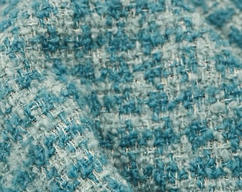 Blauer Tweedstoff in großen Mengen, gewebter Woll-Tweed-Bouclé-Stoff für Anzugjacken, 57 Zoll breit