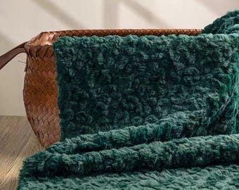 Dark Green Rabbit Faux Fur Fabric, Minky Plush Fabric for Making Stuffed Toys, Costume Crafts