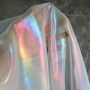 Rainbow Reflective Holographic Fabric, Symphony  Perspective Laser Fabric, For Dance Clothing,Activewear, Costumes,