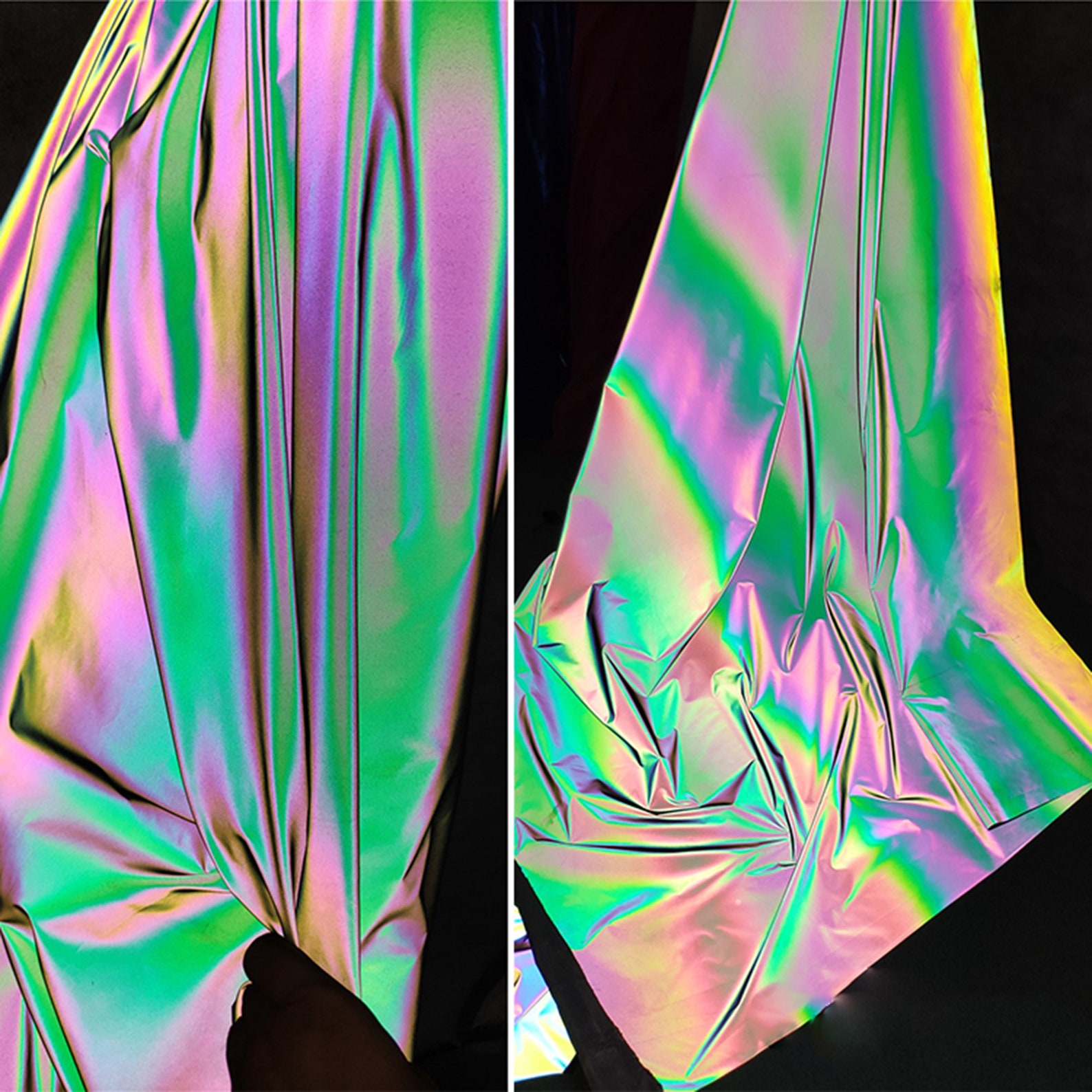 Iridescent Retro Reflective Laser Holographic Fabric Illusion Etsy