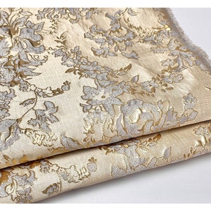 Luxury Gold Jacquard Fabric, Embossed Floral Damask Brocade For upholstery, Dress  DIY fabric 55 inches width