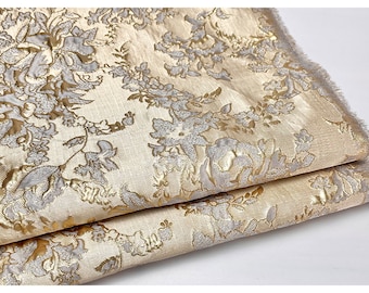 Luxury Gold Jacquard Fabric, Embossed Floral Damask Brocade For upholstery, Dress  DIY fabric 58inches width