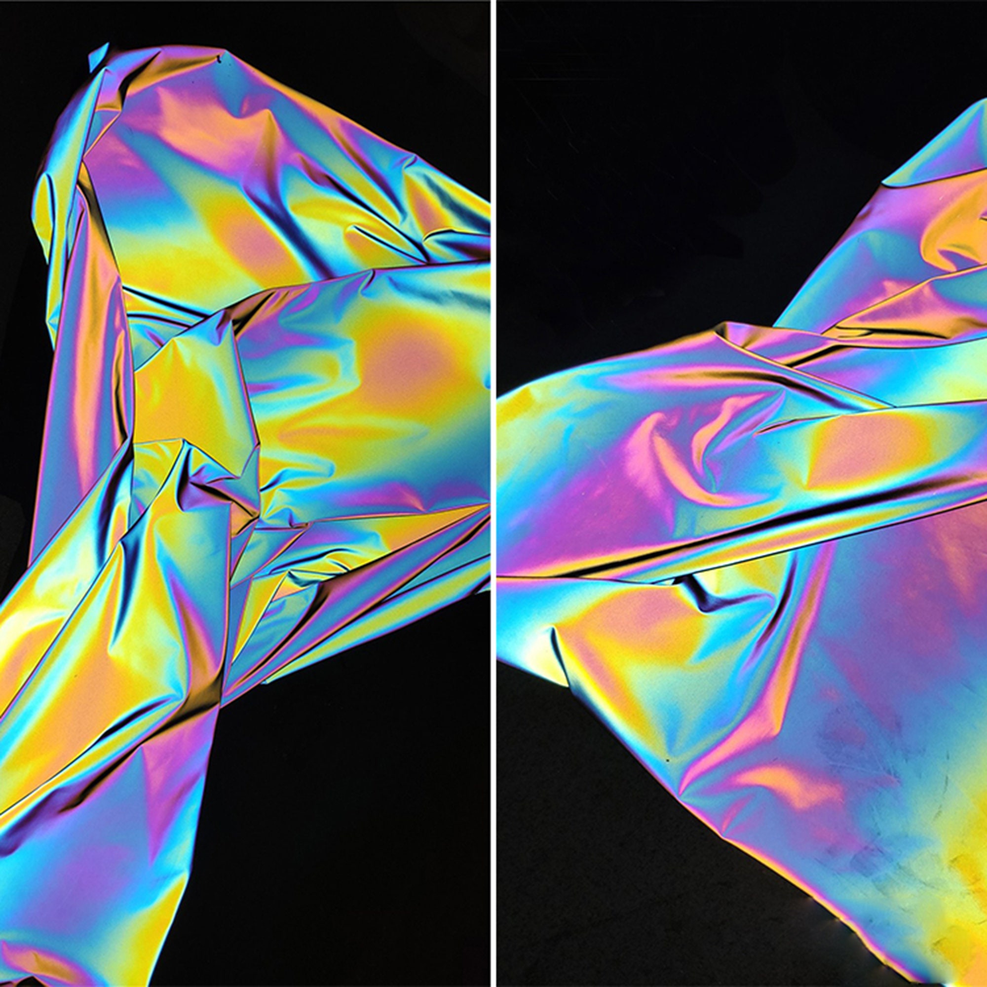 Thermal Reflective Laser Holographic Fabric Rainbow Illusion Hologram  Fabric for Designer Light up Cloth Wide 55fabric by the Yard 