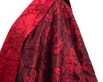 Red Embossed Jacquard Fabric, Exquisite Double Side Brocade,Damask Fabric For upholstery, Dress  DIY fabric 55 inches width