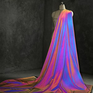 Colorful Reflective Laser Holographic Fabric Illusion Hologram Fabric For Designer Fabric Fashion Light up Cloth  Wide 61”fabric by the Yard