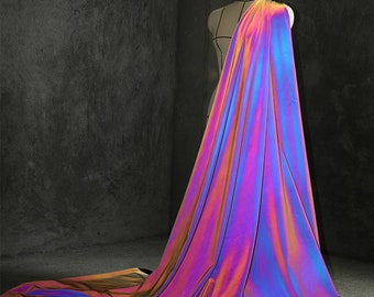 Colorful Reflective Laser Holographic Fabric Illusion Hologram Fabric For Designer Fabric Fashion Light up Cloth  Wide 61”fabric by the Yard