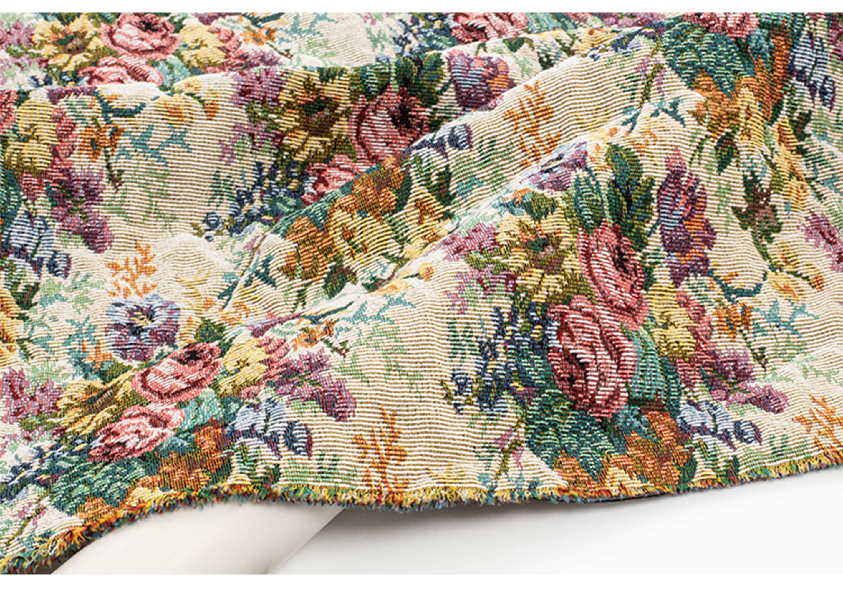 Vintage Rose Floral Jacquard Fabric, Thick Upholstery Fabric, Home