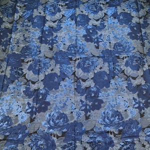 Gorgeous Royal Blue Jacquard Fabric, Embossed Metallic Flora Damask Brocade For Haute Couture, Upholstery, Dress  DIY fabric 57 inches width