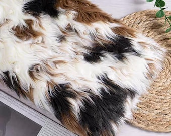 Tela gruesa de piel sintética de vaca, tela de felpa de pelo largo Minky, piel sintética peluda, manualidades para disfraces, 63" de ancho