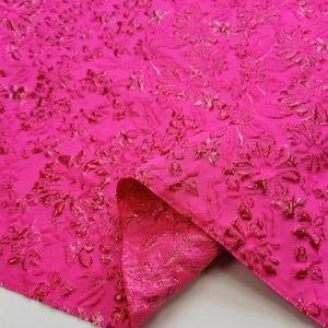Sparkling Pink Jacquard Fabric, 3D Embossed Flora Brocade Emboss Damask For Haute Couture, Dress DIY fabric 57 inches width