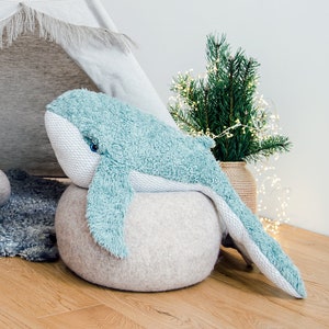 Huge Plush Humpback Whale, Sea Animal Softie, Handmade Whale, Nursery Decoration, Birthday Gift Idea