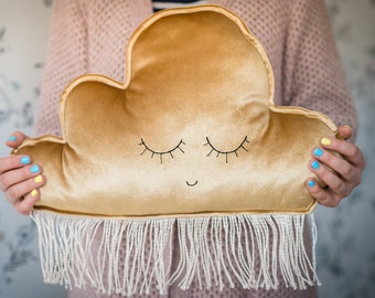 Oreiller fait main en peluche Golden Cloud pour un cadeau spécial avec personnalisation