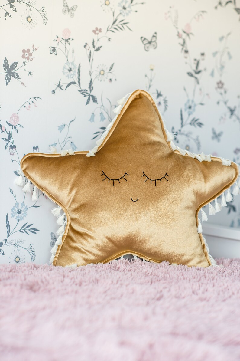 Personalised Star Shape Pillow in Gold Kids Room Decor Etsy