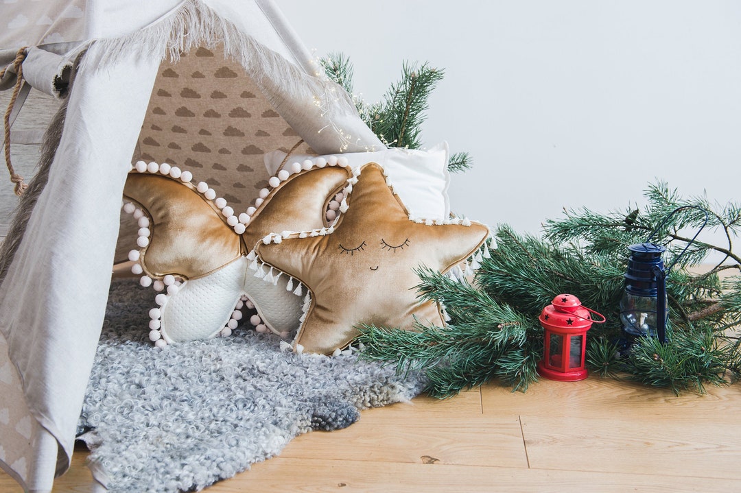 Personalised Star Shape Pillow in Gold Kids Room Decor Etsy