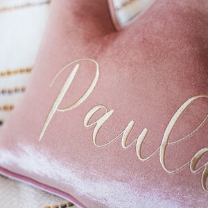 Pale pink Crown with Pom Poms Pillow for Home Decor with Personalisation image 2