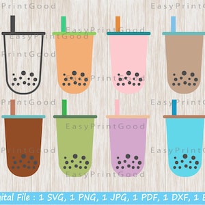 Kawaii Bubble Tea Clipart: Boba, Matcha (Digital Download)