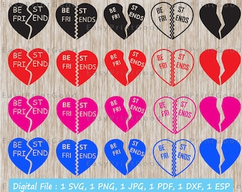 Friends Broken Heart Clipart: SVG, PNG, PDF (Digital Download