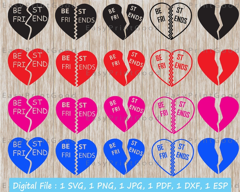Download Mejores amigos Svg Corazón roto Svg Besties Clipart Amigos Svg | Etsy