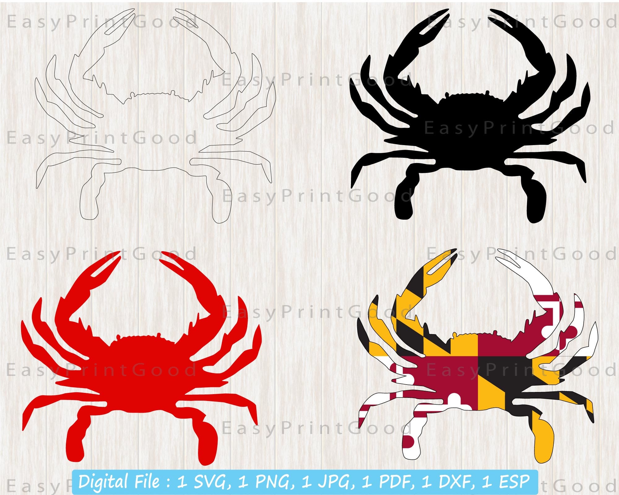 Maryland Flag Crab Svg Crab Svg Animal Svg Crab Silhouette - Etsy