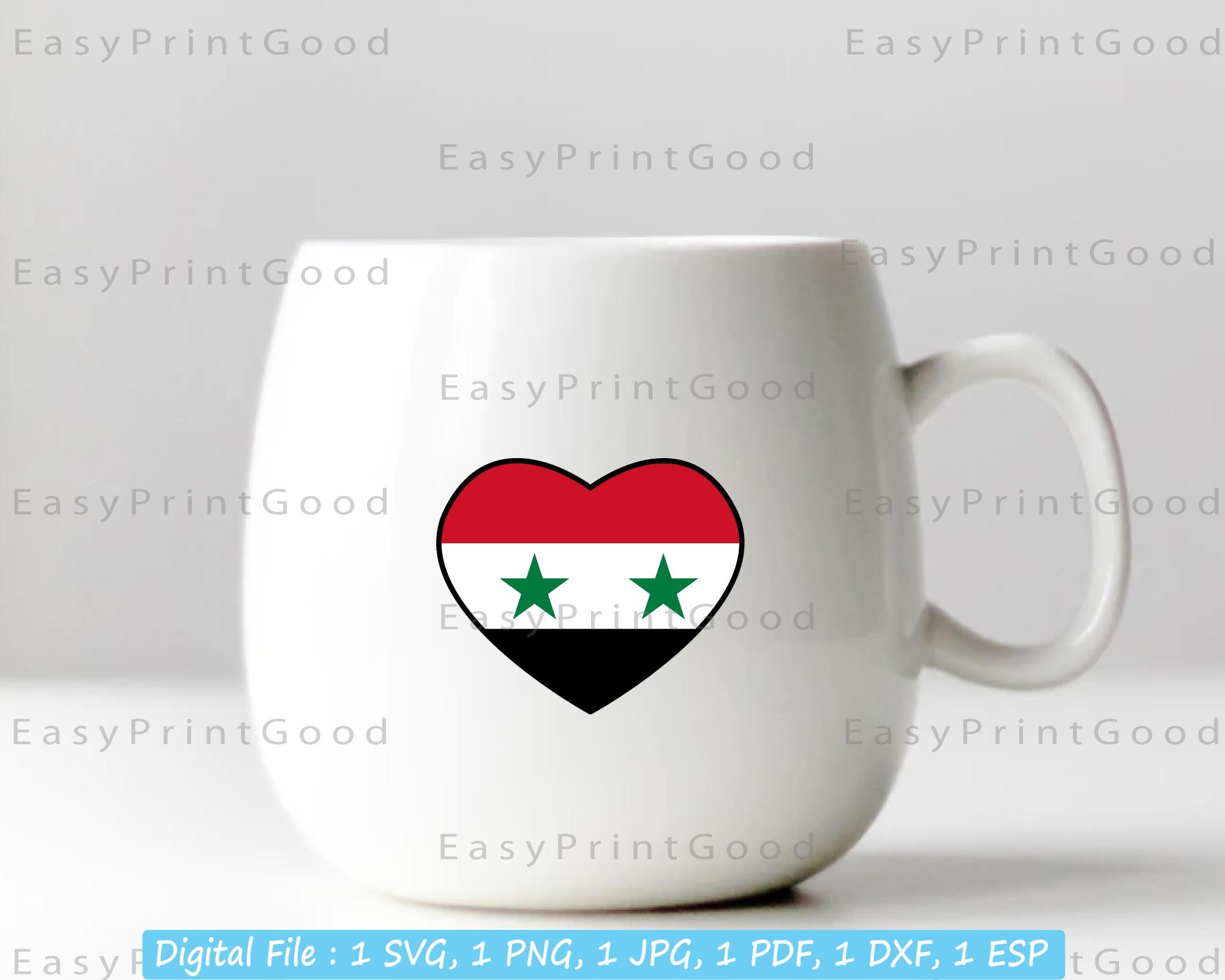 Syria Heart Flag SVG, Syrian Love Shape Country National Flag