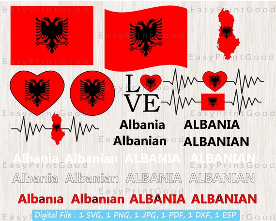Pacchetto bandiera Albania Svg, Bandiera nazionale Albania Svg, Amore,  Sventolando, ClipArt mappa albanese, Bandiera Albania, Mappa cuore Albania,  File tagliato, Cricut -  Italia
