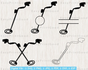 Metal Detector SVG: Clipart di caccia al tesoro, vettore del logo (file di taglio)
