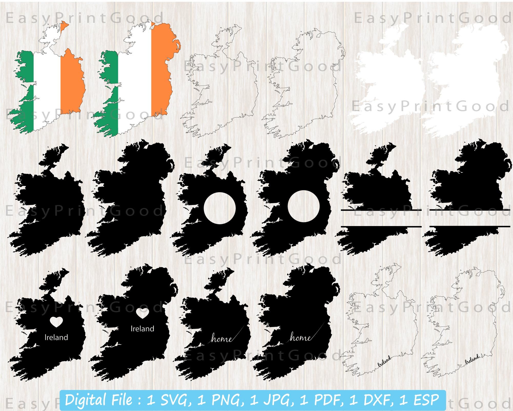 Republic of Ireland Map Svg, Ireland Map Svg, Ireland Outline Svg, Ireland Monogram, Love Ireland, Ireland Home, Irish SVG, Cut file, Cricut