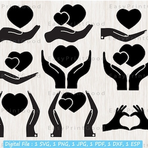 Mano Cuore Svg, Mani Premurose Svg, Clipart Amore, Cuore Sulle Mani Svg, Mano Con Cuore Svg, Cuore In Mano Svg, Gioielli Svg, File Di Taglio, Cricut