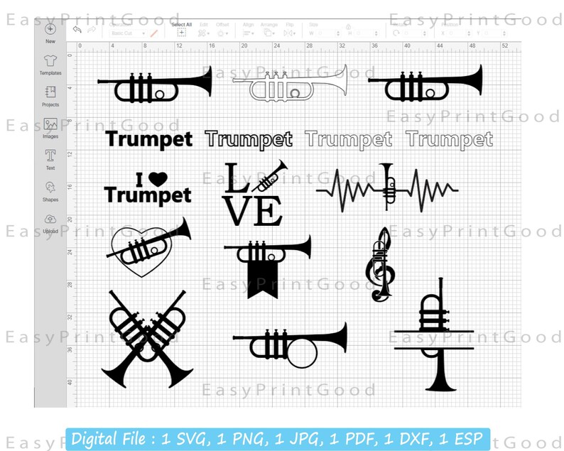 Trumpet SVG Clipart Bundle: Band, Jazz, Heart (digital Download) - Etsy