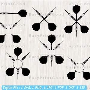 Darts Svg, Darts Split Monogram, Darts Logo Svg, Dart Game Svg, Monogram Split Frame, Dart Svg, Dart Arrow Clipart, Cut file, Cricut Svg