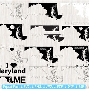 Karte von Maryland Svg, Maryland Svg Bundle, Maryland State, Maryland Karte, Liebe, Monogram, Maryland Outline Svg, Maryland Home, Cut file, Cricut