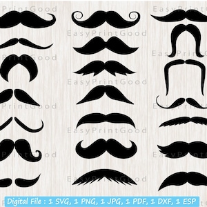 21 Schnurrbart Bundle Svg, Schnurrbart Svg, Schnurrbart Silhouette, Schnurrbart Formen, Schnurrbart Clipart, Schnurrbart Vektor, geschnittene Datei, Cricut Svg