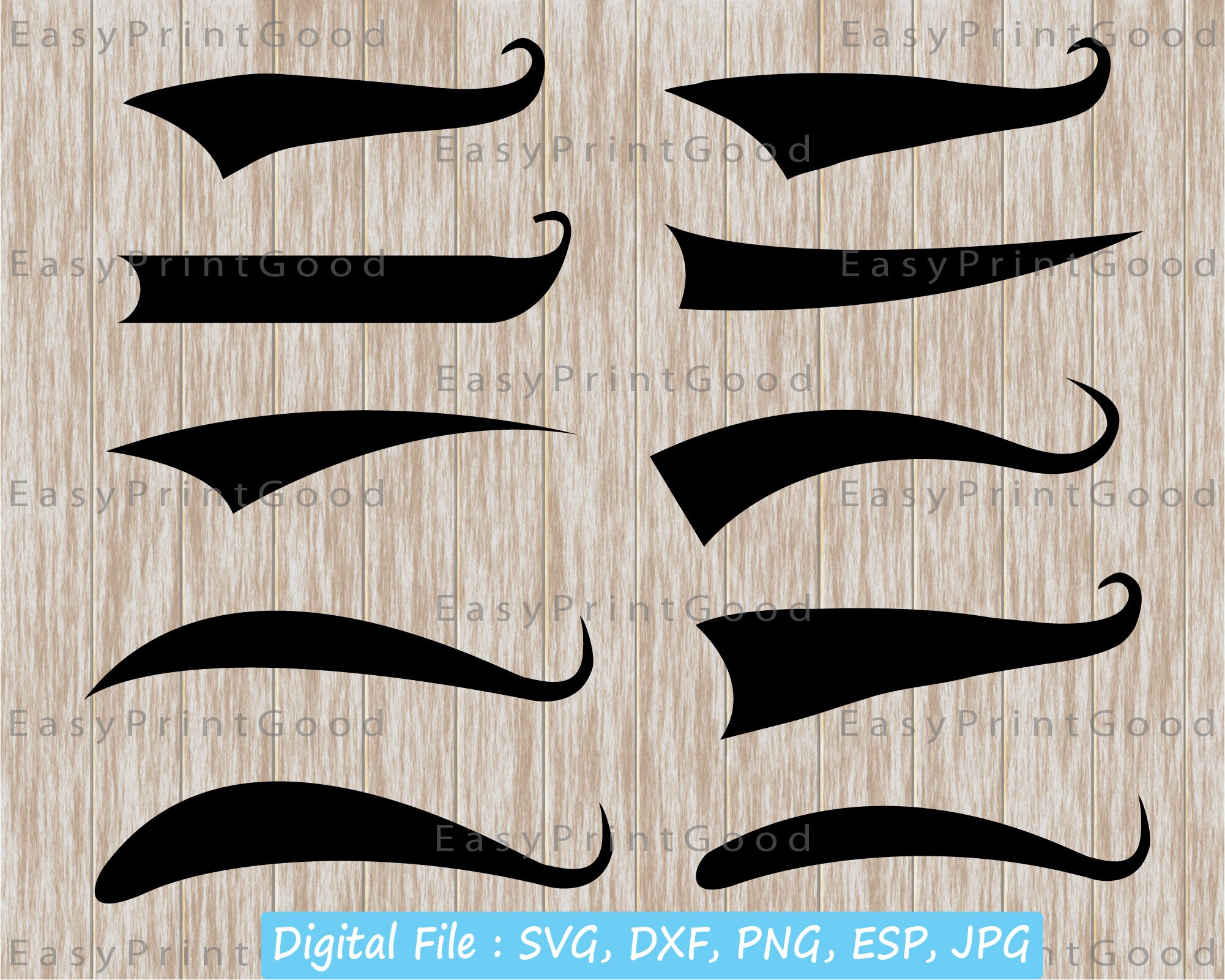 Font Swashes SVG, Font tails swooshes Svg set By SVGPouch