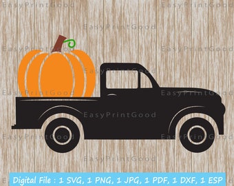 Pumpkin Truck SVG: Vintage Fall Harvest Clipart (Digital Download)