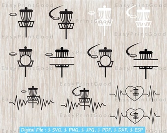 Disc Golf SVG Bundle: Basket Clipart, Monogram Frame (Digital Download)