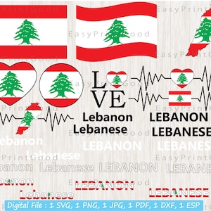 Libanon Vlag Bundel Svg, Libanon Nationale Vlag, Libanese Natie Land Banner, Liefde, Zwaaien, CoLebanon Kaart ClipArt, Cut bestand, Cricut Svg