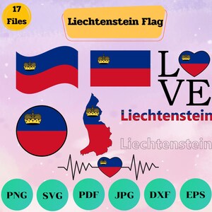 Drapeau du Liechtenstein Bundle Svg, drapeau national du Liechtenstein, amour, onduler, carte cardiaque, contour, battement de coeur, drapeau de texte, fichier coupé, Cricut