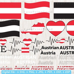 Österreich Flagge Bundle, Österreich Nationalflagge SVG, Liebe, Winken, Österreich Karte ClipArt, Österreich Flagge, Herz Österreich Karte, Cut Datei, Cricut