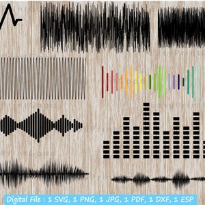 Sound Wave Svg, Musik Svg, Voice Wave Clipart, Bär Pfote Druck Svg, Waveform Svg, Soundwave Svg, Frequenz Svg, DJ, Graph, geschnittene Datei, Cricut
