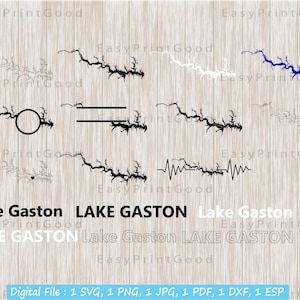 Paquete Svg de Lake Gaston, Esquema de Lake Gaston, Amor, Imágenes Prediseñadas, Marco de monograma, Silueta, Palabra de texto, Mapa de Carolina del Norte, Archivo de corte, Cricut Svg